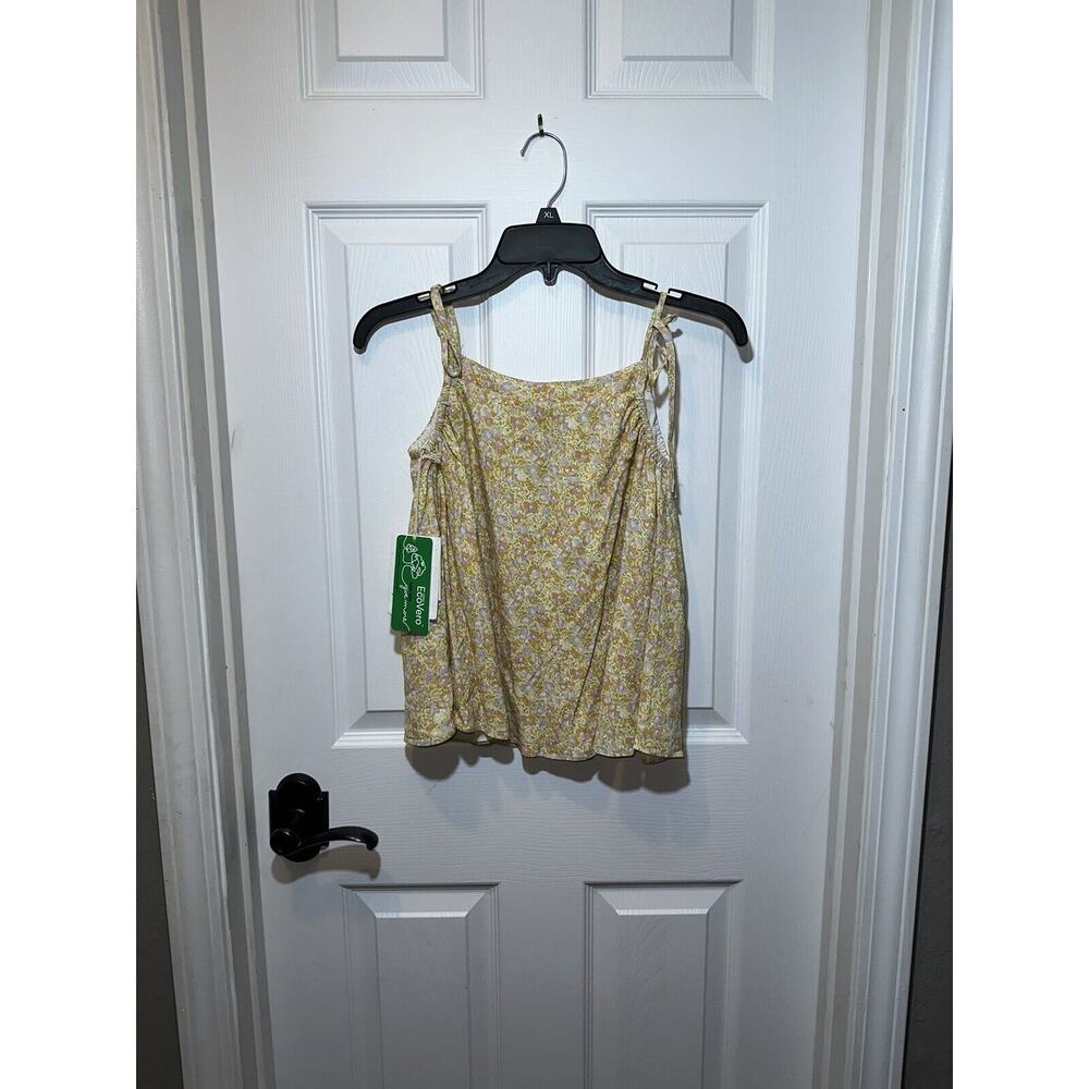 Anna Nata XS White Gold Arabis Floral Spaghetti Strap Lined Flowy Blouse Top NWT